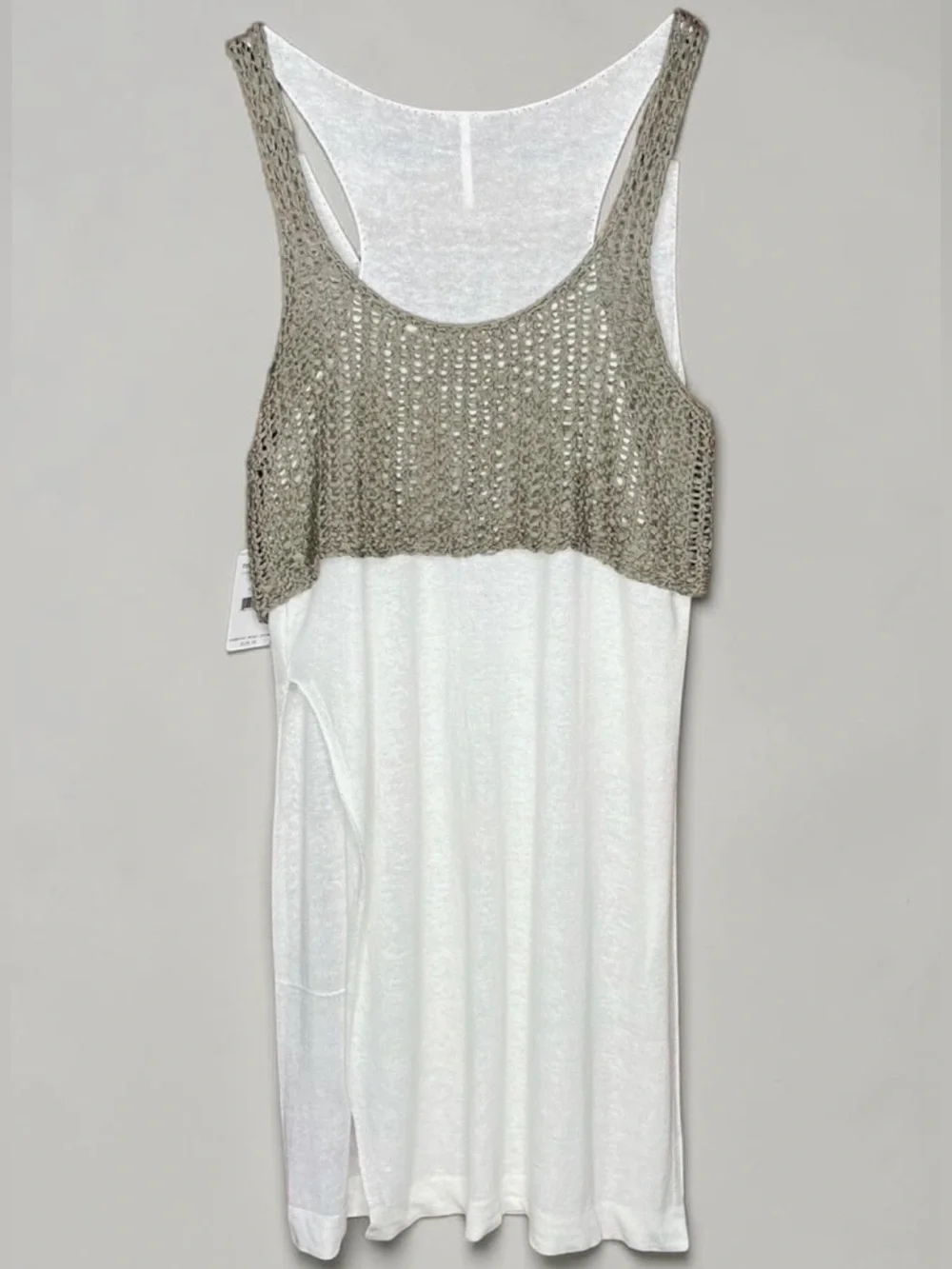 FREE PEOPLE Two Tone Sweater Tank Ivory Medium Excellent Condition